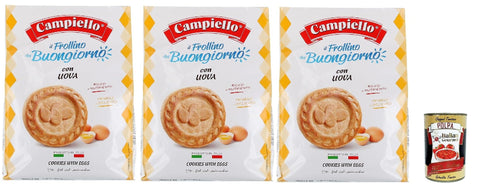 Campiello Il Frollino Del Buongiorno Con Uova, Sablé Avec Des Œufs, Biscuits Avec Des Œufs, Cookies With Eggs, 3x 700g + Italian Gourmet Polpa 400g