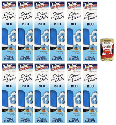 Paneangeli Lot De 12 Tubes De Coloration Bleue Pour Bonbons 10 G + Polpa Gourmet Italien 400 G