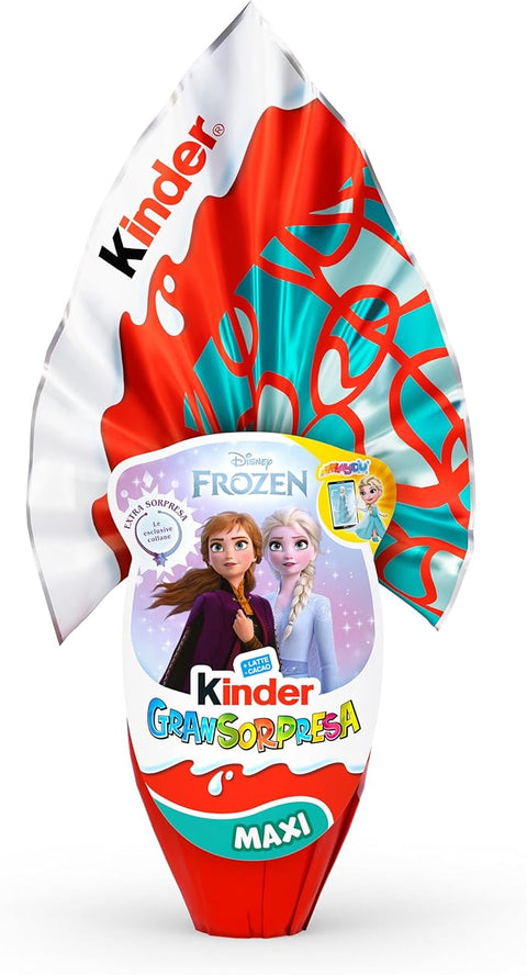 3x Kinder GranSorpresa Maxi Disney Frozen Œuf de Pâques en chocolat au lait de qualité supérieure avec surprise Disney La Reine des Neiges, 220 g