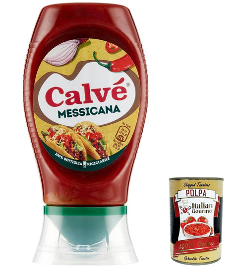 Calvé, Salsa Messicana Lot De 3 Touches Supplémentaires Sauce Épicée Aux Tomates Et Piments 250 Ml + Polpa Italian Gourmet 400 G
