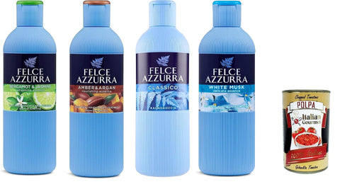 Paglieri Felce Azzurra Lot De 4 Gels Douche Parfumés Distinctifs Hydratants 650 Ml + Pulpe Italienne Gourmande 400 G