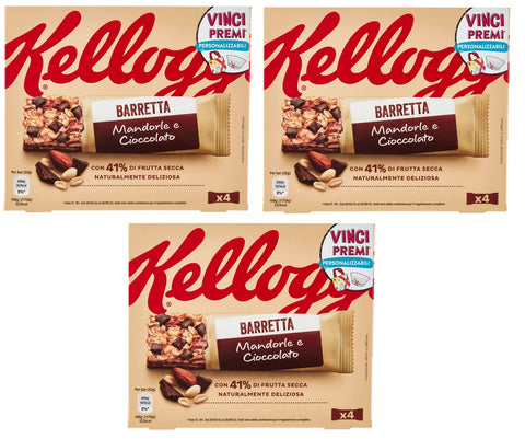 Kellogg's Barretta Mandorle E Cioccolato Lot De 3 Barres De Chocolat Et D'amande (4 X 32 G) 128 G Avec 41 % De Fruits Secs