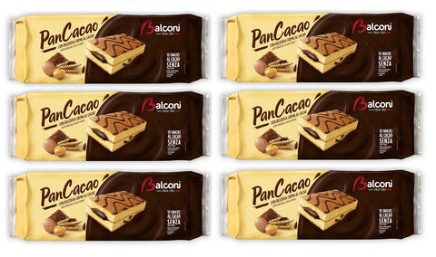 Balconi Pancacao Snack Al Cacao Lot De 6 Gâteaux Éponge Doux Et Crème De Cacao Doux 280 G