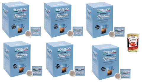 Cialde Caffè Toraldo Miscela Crema Di Napoli Ese 44 Mm, Cialde Ese 44mm, 6x Box Lot De 50 Dosettes De Café + Italian Gourmet Polpa 400g