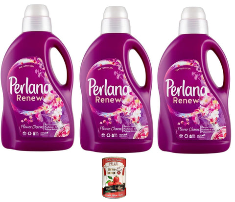 Perlana Renew Flower Charm Lot De 3 Lessives En Machine À Laver Pour Préserver L'éclat De Vos Vêtements Colorés Et Blancs + Italian Gourmet Pelati 400 G