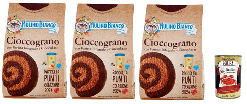 Mulino Bianco Cioccograno, Biscotti Con Farina Integrale E Cioccolato, Biscuits Avec De La Farine Complète Et Du Chocolat, 3x 330g + Italian Gourmet Polpa 400g
