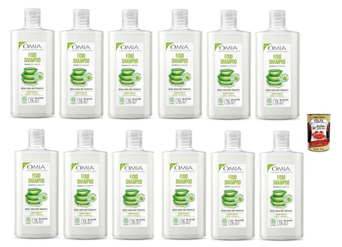Omia Fisio Eco Shampooing Bio À L'aloe Vera Pour Cheveux Normaux, Hydratation Et Équilibre, Convient Pour Une Utilisation Fréquente, Sans Silicone, 12 X 200 Ml + Italian Gourmet Polpa 400 G