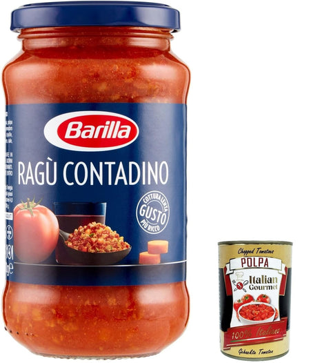3 X Barilla Ragu Ragù Alla Contadino Sauce Tomate Au Vin Rouge 400 G D'italie + Polpa Gourmet Italien 400 G