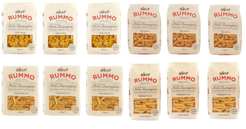 Test Pack Rummo, Pâtes Asta Mista Farfalle Penne Rigate Fusilli, Pâtes Nouilles Italiennes 12x 500g Pack + Italian Gourmet Polpa 400g