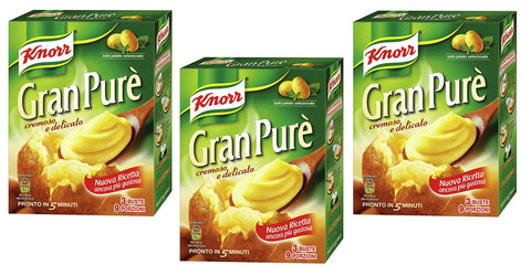3x Knorr Gran Purè Cremoso E Delicato Préparé Pour Purée De Pommes De Terre Sans Gluten 225 G Chaque Paquet Contient 3 Sachets De 75 G De Purée De Pommes De Terre