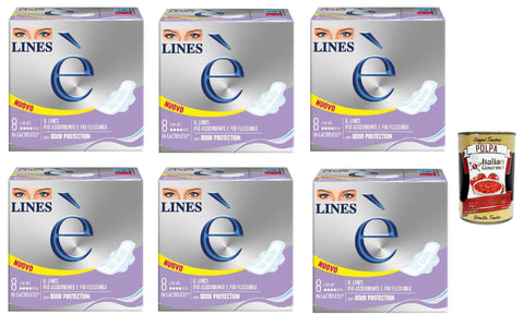 Lines È Con Ali Lot De 6 X 8 - Absorbant En Lactifless Avec Ailes + Polpa Italien Gourmet 400 G
