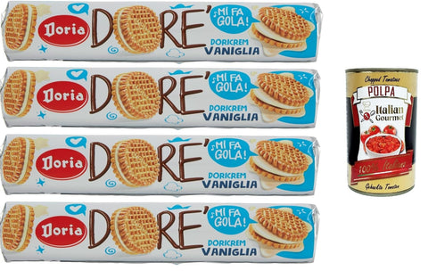 Doria Dorè Doricrem Gusto Vaniglia Tubo Dorè Doricrem Lot De 4 Tubes D'arôme Vanille 150 G + Italian Gourmet Polpa 400 G
