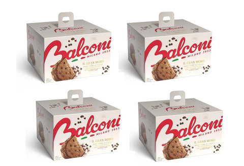 4x Balconi Panettone Gran Moro – Panettone italien à la pâte au cacao et aux pépites de chocolat, fermentation naturelle de 12 heures, 750 g