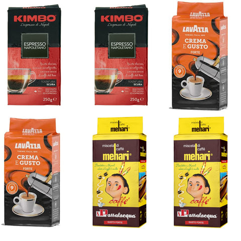 Forte Italienisch Kaffee Lot De 6 Paquets De Café Expresso Lavazza Forte Kimbo Napoletano Pasalacqua Mehari 250 G