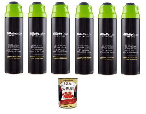 Labs Gel Da Barba Applicazione Rapida Labs Gel À Raser Pour Une Utilisation Rapide, 6 X 198 Ml + Italian Gourmet Polpa 400 G