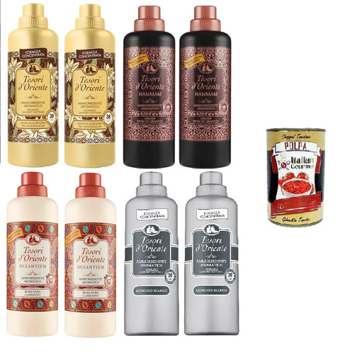 Tesori D'oriente Ammorbidente Lot De 8 Adoucissants Concentrés Pour Machine À Laver, Jusqu'à 38 Lavages, 8 X 760 Ml + Italian Gourmet Polpa 400 G + Italian Gourmet Polpa 400 G