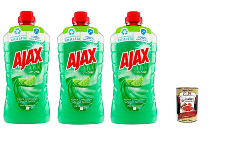 Ajax Detersivo Pavimenti Lot De 3 Nettoyants De Sol Parfum Citron 950 Ml + Polpa Italien Gourmet 400 G