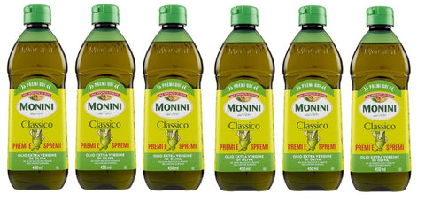 Monini Classico Premi E Spremi Olio Extra Vergine Di Oliva Squeeze Lot De 6 Huiles D'olive Extra Pet 450 Ml
