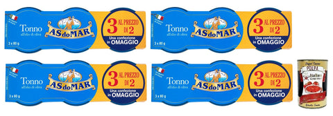 As Do Mar Tonno All'olio Di Olio Di Oliva Lot De 12 Boîtes De 80 G De Thon À L'huile D'olive, Idéal Dans Chaque Recette, Boîte De 80 G + Boîte Italienne Gourmet Polpa Di Pomodoro 400 G