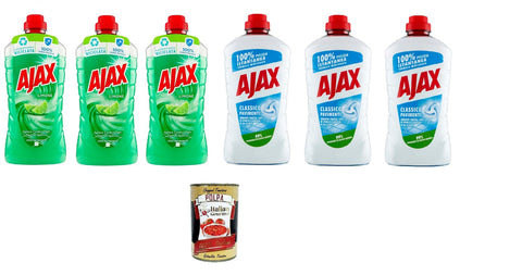Lot De 3 Flacons Ajax Pavimenti Classico 950 Ml, 3 X Ajax Pavimenti Limone 950 Ml + Polpa Italien Gourmet 400 G