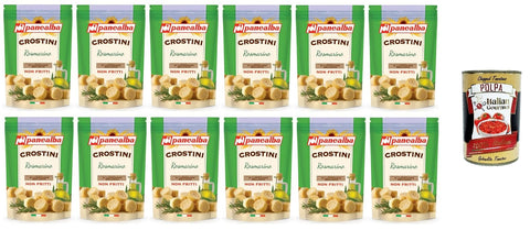 Panealba Crostini Rosmarino Lot De 12 Crostini Au Romarin Non Frit 100 G + Polpa Italian Gourmet 400 G