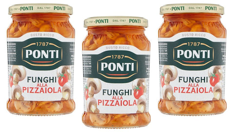 3x Ponti Funghi Prataioli Alla Pizzaiola À Olio Di Semi Di Girasole Champignons Pizzaiola Dans L'huile De Tournesol 280 G Verre