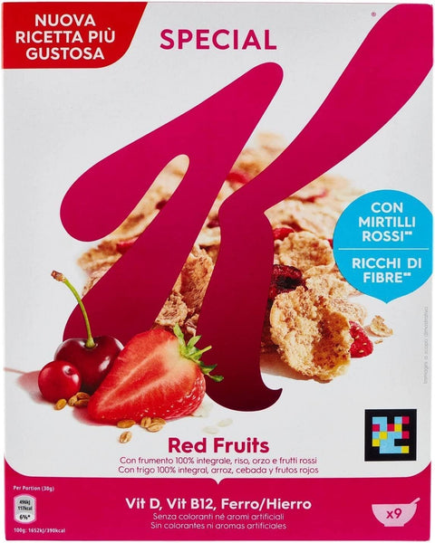 Special K Red Fruits, Fiocchi Di Riso Fruits Rouges Céréales Flocons De Riz Blé Et Orge Avec Des Vitamines Et Des Minéraux, 3x 290g Céréale + Italian Gourmet Polpa 400g