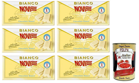Novi Cioccolato Bianco Lot De 6 Chocolats Blancs Italiens 100 G + Polpa Di Pomodoro Italien 400 G