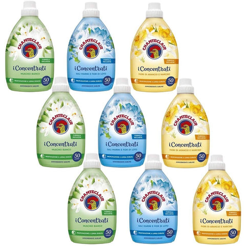 Chanteclair Lot De 9 Flacons D'adoucissant Concentrati Parfum Longue Durée 50 Lavages