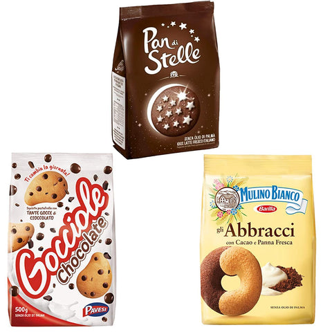 Biscuits Italiens Pan Di Stelle + Abbracci + Gocciole Al Cioccolato