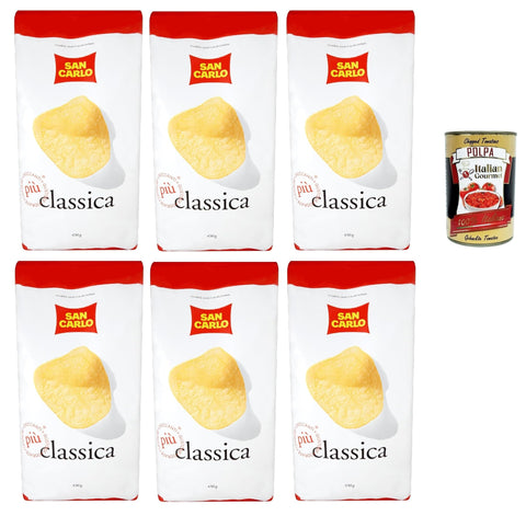 San Carlo Classica Lot De 6 Chips De Pommes De Terre Salées 450 G + Polpa Italian Gourmet 400 G