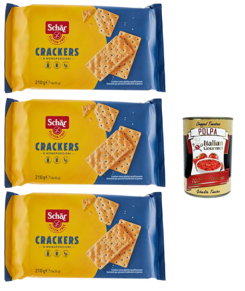 Schär Crackers Senza Glutine Crackers Sans Gluten Spécialement Conçu Pour Les Personnes Intolérantes Au Gluten 3 X 210 G + Italian Gourmet Polpa 400 G