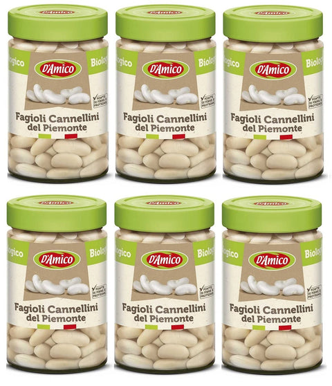 D'amico Fagioli Cannellini Del Piemonte Lot De 6 Haricots Cannellini Bio Du Piémont Fémont Haricots Cuits Originaires Italie 310 G