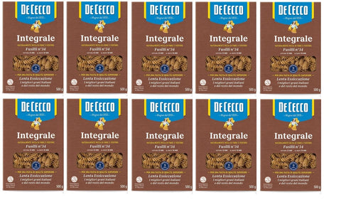 10x Pasta De Cecco Fusilli Integrali N° 34 Pâtes Italiennes À Grains Entiers 500g