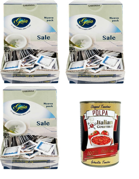 Gaia Lot De 3 Boîtes De 500 Sel Pezzi Dans Une Boîte De 500 Pièces + Italian Gourmet Polpa 400 G