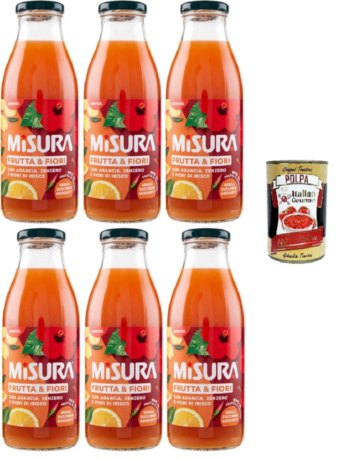 Misura Frutti & Fioriarancia Zenzero E Fiori Di Ibisco Orange/Gingembre Et Fleurs D'hibiscus 6 X 500 Ml + Polpa Italian Gourmet 400 G