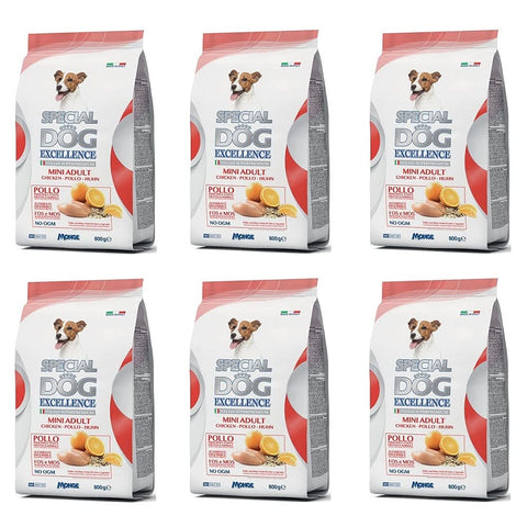 Monge 6 X Special Dog Excellence Italian Superpremium Mini Adult Pollo Con Riso, Semi Di Lino E Agrumi Poulet Avec Riz, Graines De Lin Et Agrumes 800 G