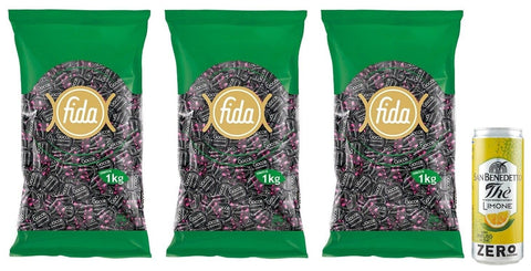 Fida Rossana Gocce Liquirizia Lot De 3 Sachets De Bonbons Remplis De Réglisse De 1 Kg + 1 Sachet De Thé Glacé San Benedetto Au Citron Sans Sucre Boîte De 330 Ml