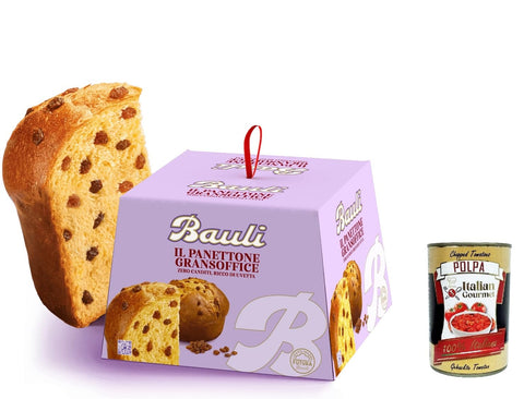 Bauli Panettone Gransoffice Pâte Souple Riche En Raisins Secs Sans Fruits Confits 900 G + Italian Gourmet Polpa 400 G