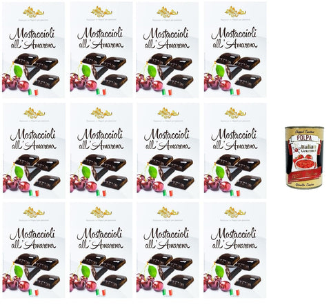 Maja Mini Mustaccioli Gusto Amarena Mini Mustaccioli Goût Cerise Noire, Dessert De Noël Classique 12 X 200 G + Italian Gourmet Polpa 400 G