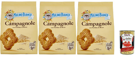 Mulino Bianco Campagnole Biscotti Con Farina Di Riso, Biscuits Avec De La Farine De Riz, Biscuits Cookies, 3x 700g + Italian Gourmet Polpa 400g