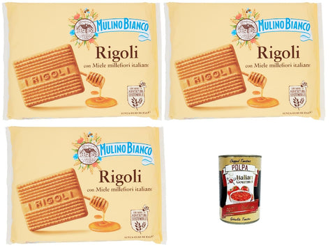 Mulino Bianco Rigoli Biscotti Con Miele Millefiori Italiano, Biscuits Au Miel Italien Millefiori Cookies, 3 X 800 G + Italian Gourmet Polpa 400 G