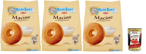 Mulino Bianco Macine Biscotti Con Panna Fresca, Biscuits Avec De La Crème Fraîche, Biscuits Cookies, 3x 800g + Italian Gourmet Polpa 400g