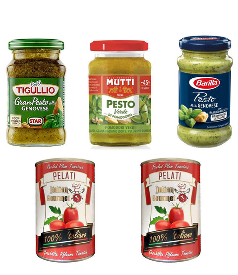 Lot De 2 Boîtes De 400 G De Tomates Pelées Italiennes Pesto Mutti Star Barilla + Italian Gourmet