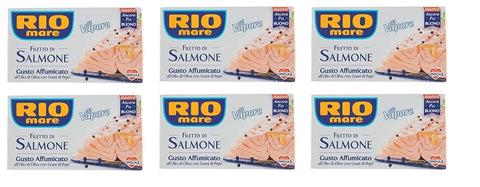 Lot De 6 Filetto Di Salmone Al Vapore Gusto Affumicato All'olio Di Oliva Avec Grani Di Pepe Saumon Fumé À L'huile D'olive Avec Grains De Poivre 125 G