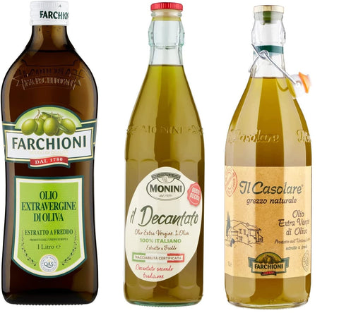 Farchioni Classico Huile D'olive Extra Vierge 1 Litre Il Casolare Grezzo 1 Litre Il Decantato 750 Ml + Italian Gourmet Polpa 400 G