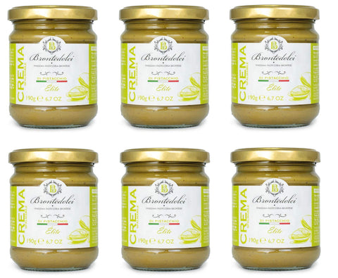 Brontedolci Crema Spalmabile Di Pistacchio Elite Lot De 6 Crèmes Pistache 190 G Dans Un Verre De Sicile Avec 40,5 % De Pistache