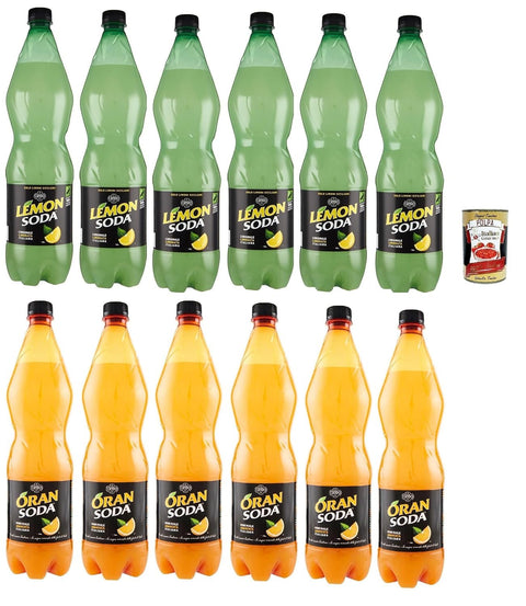 Lemonsoda Et Oransoda Rafraîchissement De Boisson Au Citron Et Aux Oranges Limonade, Citron Et Boisson Gazeuse Italienne À Armature À Aromatisation Orange, Pet, 12x 1lt + Italian Gourmet Polpa 400g