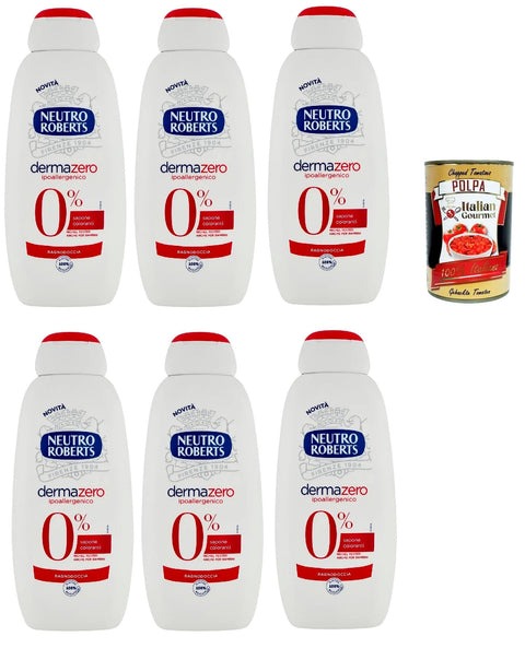 Neutro Roberts Dermazero Ipoallergenico Bagnodoccia Formule Bain Corporel Hydratante Et Enveloppante, Avec Huile De Glycérine Pure, 6 X 450 Ml + Polpa Italian Gourmet 400 G