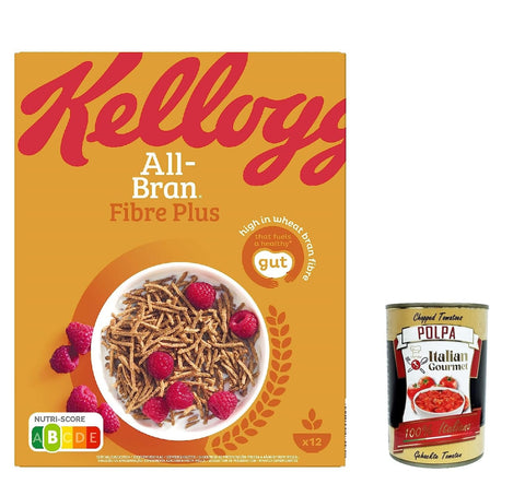 3x Kellog's Kellogg All-Brain Membrane Avec Ses Riches Fibres De Blé Céréales 500 G + Polpa Italian Gourmet 400 G
